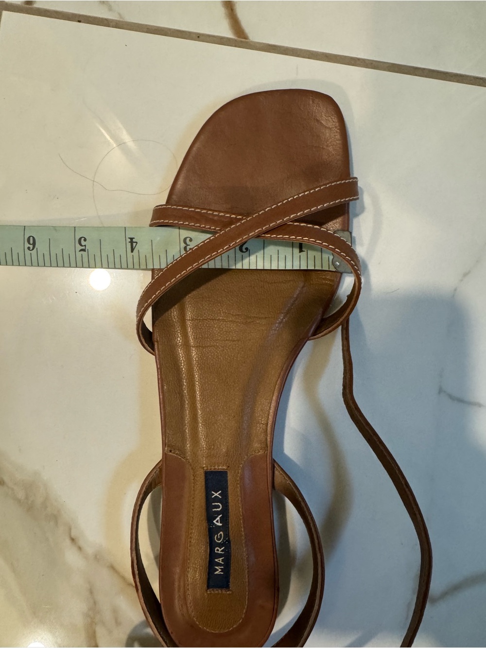 Margaux Tan Leather Strappy Ankle-Wrap Sandals - Picture 11 of 14